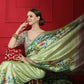 See Green Tussar Print Soft Saree with all Over Beautiful Print