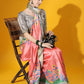 Peach Tussar Print Soft Saree with all Over Beautiful Print