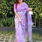 Purple Soft Organza Silk Saree with Beautiful Floral Print