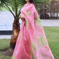 Pink Soft Organza Silk Saree with Beautiful Floral Print
