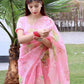 Pink Soft Organza Silk Saree with Beautiful Floral Print