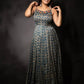 Teal Heavy Silk Digital Print Work Gown