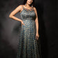 Teal Heavy Silk Digital Print Work Gown