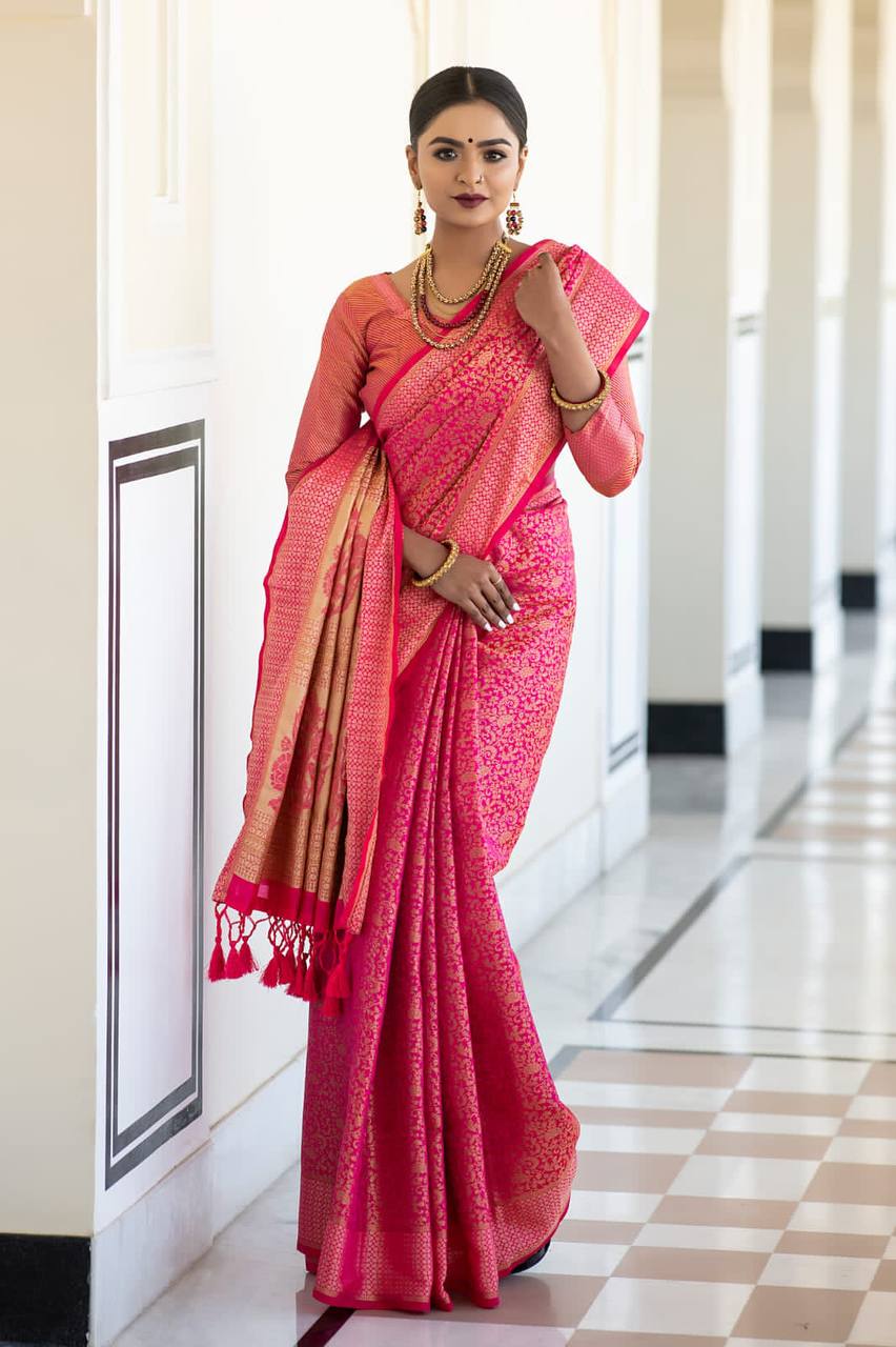 Rani Soft kanchipuram silk saree with all over zari weaves