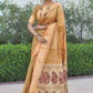Gold Soft kanchipuram silk saree with all over zari weaves