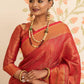 Red Soft kanchipuram silk saree with all over zari weaves