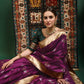 Purple Tussar Silk Patola Weaving Saree With Zari Woven Border