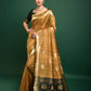Yellow Tussar Silk Patola Weaving Saree With Zari Woven Border
