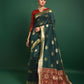 Green Tussar Silk Patola Weaving Saree With Zari Woven Border