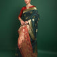 Green Tussar Silk Patola Weaving Saree With Zari Woven Border