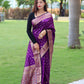 Purple Pure Soft Silk Saree With Copper And Golden Zari Weaved Border