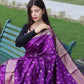 Purple Pure Soft Silk Saree With Copper And Golden Zari Weaved Border