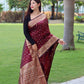 Wine Pure Soft Silk Saree With Copper And Golden Zari Weaved Border