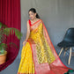Yellow Pure organza weaved saree with Jacquard border.