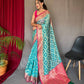 Blue Pure organza weaved saree with Jacquard border.