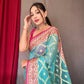Blue Pure organza weaved saree with Jacquard border.