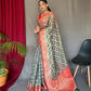 Grey Pure organza weaved saree with Jacquard border.