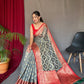 Grey Pure organza weaved saree with Jacquard border.