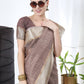 Brown Tissue Linnen Silk Saree With Fancy Zari Weaving Border