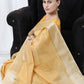 Yellow Tissue Linnen Silk Saree With Fancy Zari Weaving Border
