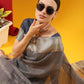 Grey Tissue Linnen Silk Saree With Fancy Zari Weaving Border