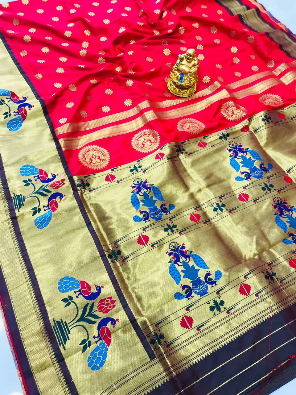 Red Paithani Pure Silk Handloom Saree With Pure Jari