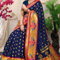 Blue  Paithani Pure Silk Handloom Saree With Pure Jari