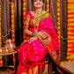 Pink  Paithani Pure Silk Handloom Saree With Pure Jari