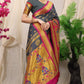 Grey  Paithani Pure Silk Handloom Saree With Pure Jari
