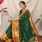 Green  Paithani Pure Silk Handloom Saree With Pure Jari
