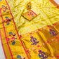 Lemon Paithani Pure Silk Handloom Saree With Pure Jari