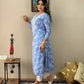 Sky Blue Beautiful Heavy Rayon Printed Kurti