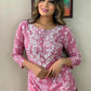 Pink Beautiful Heavy Rayon Printed Kurti