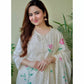 White Straight Chicken Chifli Work Hand-Printed Cotton Kurta Set