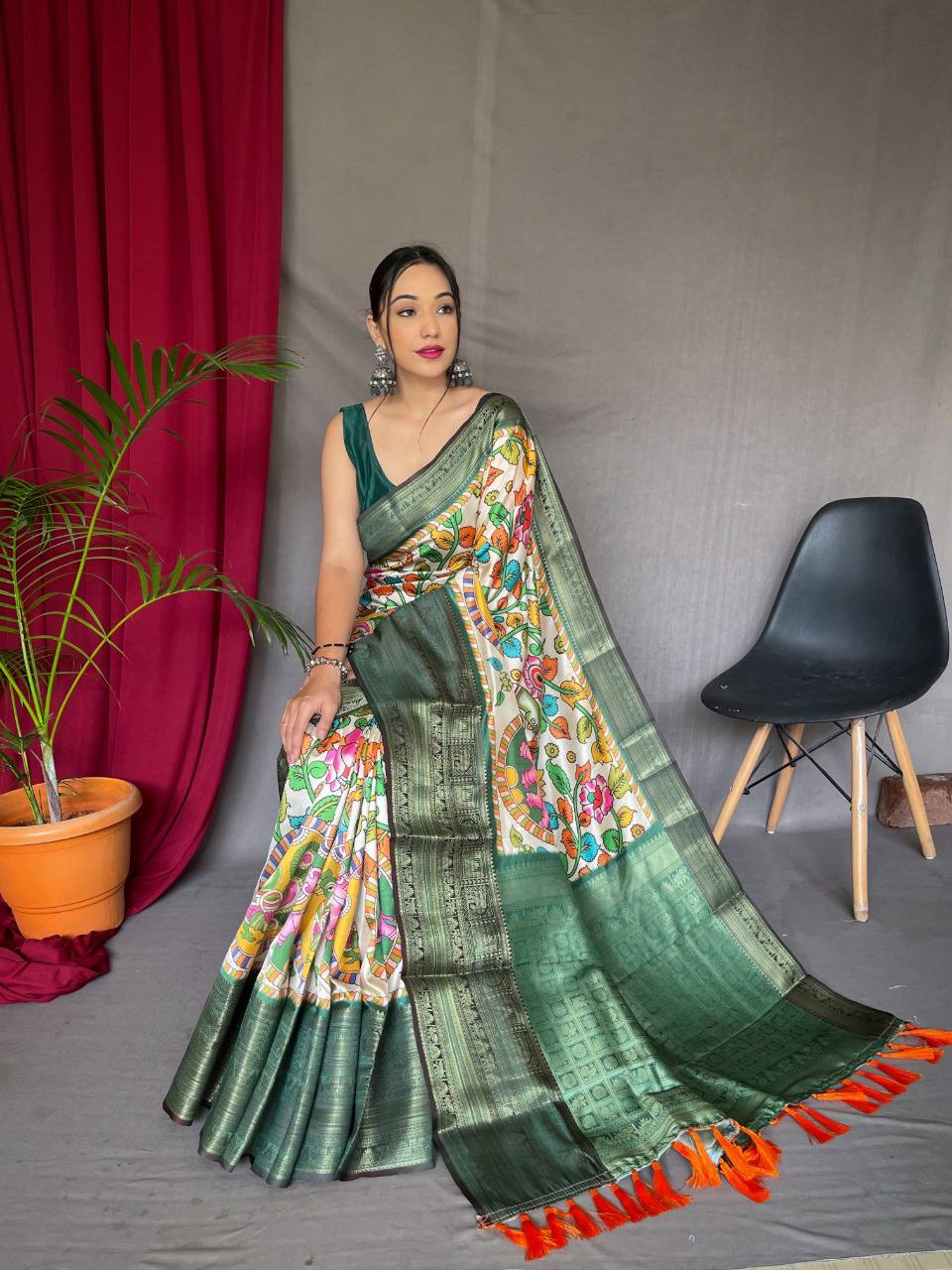 Green Pure Kanchipuram Digital Printed Saree