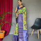 Blue Pure Kanchipuram Digital Printed Saree