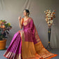 Purple Banarasi Beautiful Patola Sarees With Leheriya Gold Zari Weaves