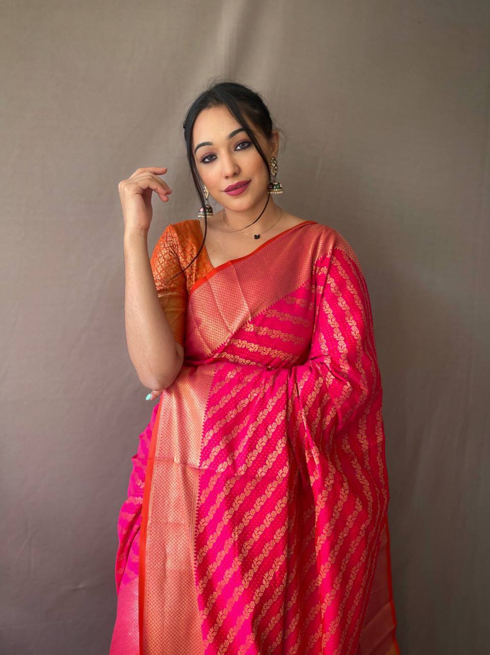 Rani Banarasi Beautiful Patola Sarees With Leheriya Gold Zari Weaves