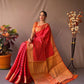 Red Banarasi Beautiful Patola Sarees With Leheriya Gold Zari Weaves