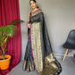 Black Heavy Gold Big Jacquard Weaving Border  Handloom Saree