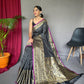 Black Heavy Gold Big Jacquard Weaving Border  Handloom Saree