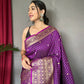 Purple Heavy Gold Big Jacquard Weaving Border  Handloom Saree