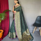 Green Heavy Gold Big Jacquard Weaving Border  Handloom Saree