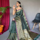 Green Heavy Gold Big Jacquard Weaving Border  Handloom Saree