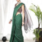 Green Soft Linen Cotton Saree With Beautiful Bandhani