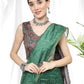 Green Soft Linen Cotton Saree With Beautiful Bandhani