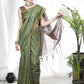 Mehendi Soft Linen Cotton Saree With Beautiful Bandhani