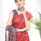 Red Soft Linen Cotton Saree With Beautiful Bandhani