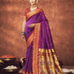 Purple Soft Silk With Gold Zari