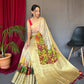 Lemon Organza Zari Sweaving Saree With Gold Zari Weaved Border